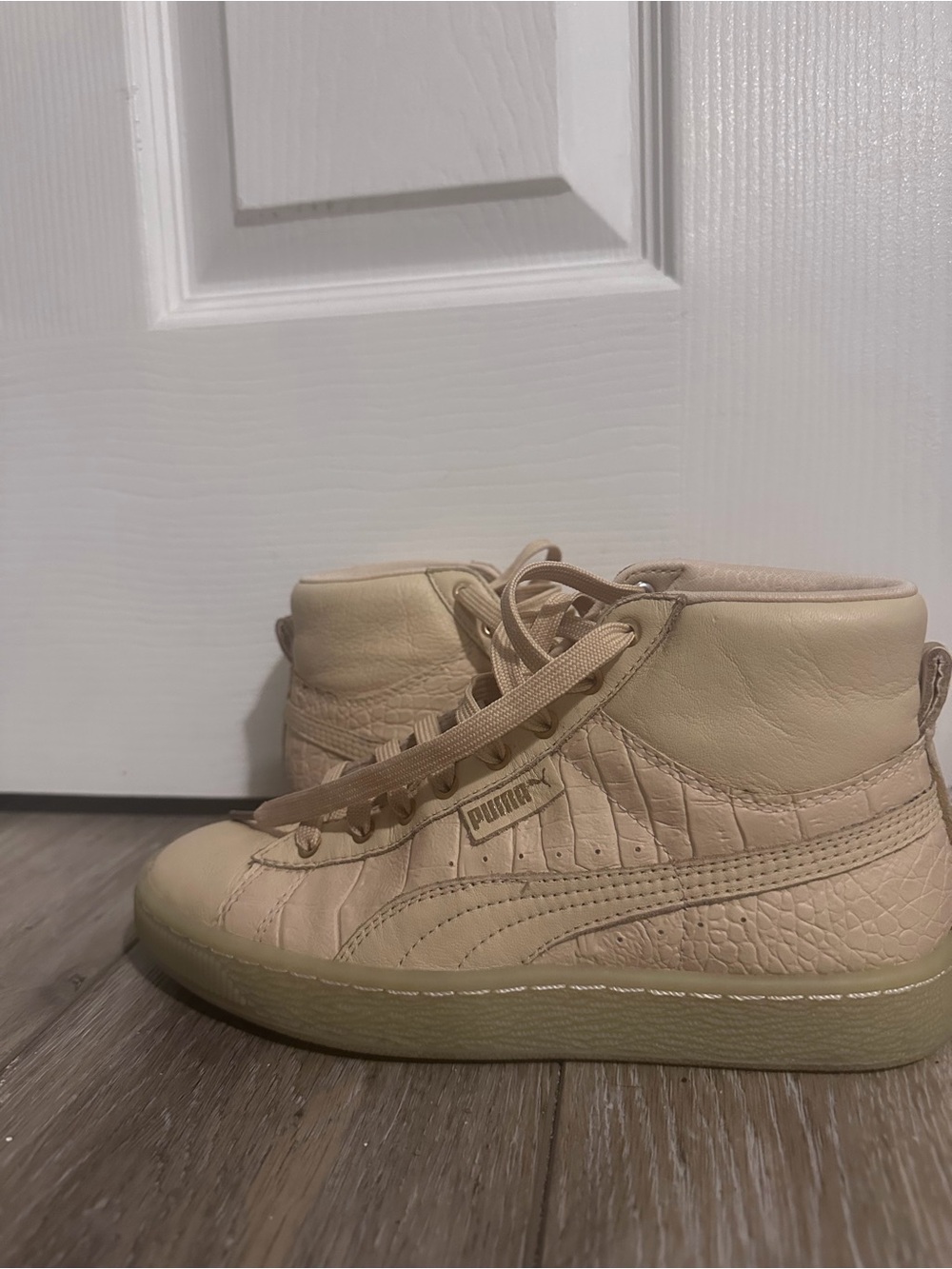 Puma High-Top Sneakers in Light Beige